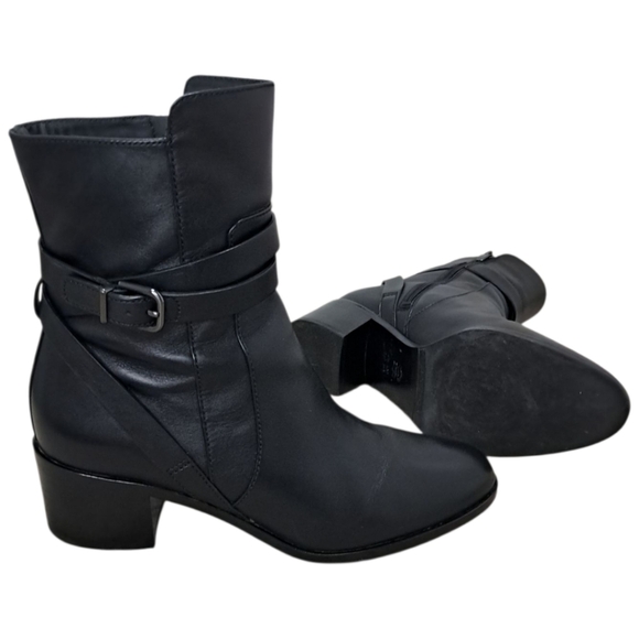 Via Spiga Shoes - Via Spiga Vero Cuoio Italian Leather Block Heel Ankle Boots Size 8.5